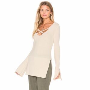 Free People cream crisscross sweater tunic